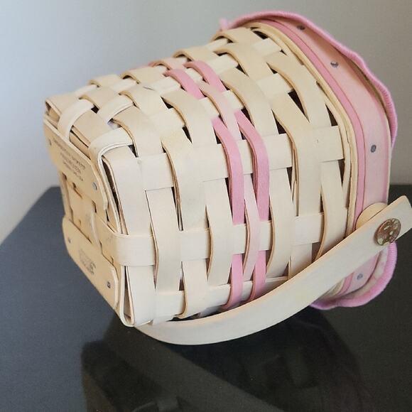 Longaberger Hope Basket Handwoven Basket with Pink Trim Vimtage 2001 - Picture 10 of 11